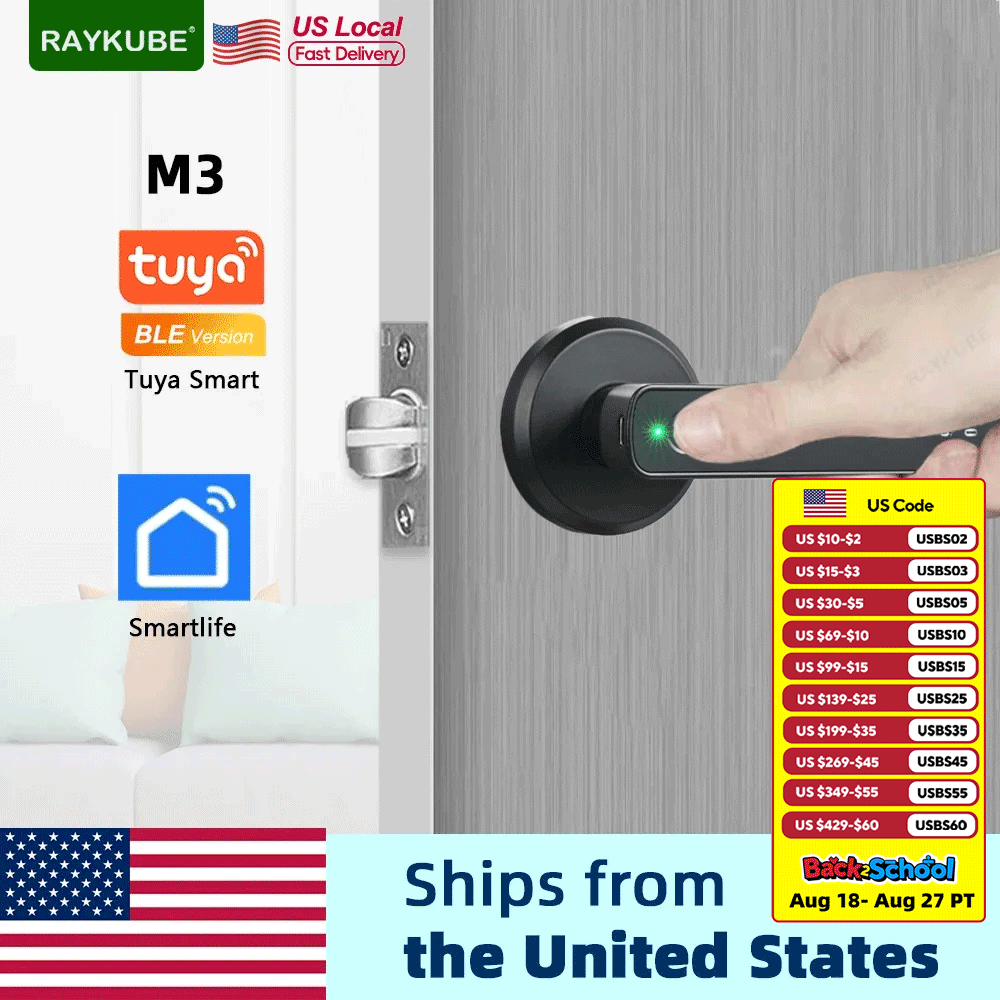 Smart Garden Gate Lock - RAYKUBE M3 Tuya BLE Smart Fingerprint