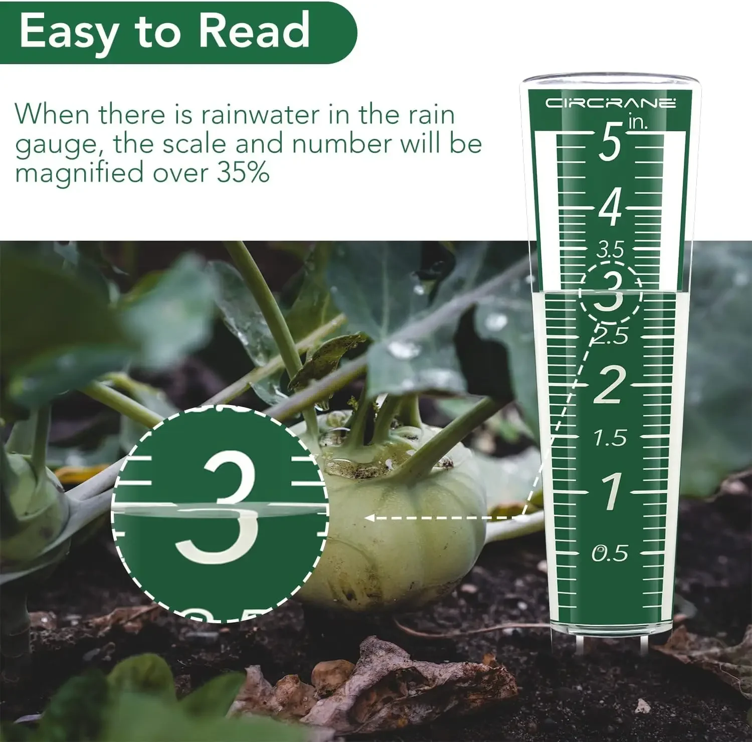 Rain Gauge Digital - 5 Inch Capacity Rain GaugeOutdoor Easy-to-Read
