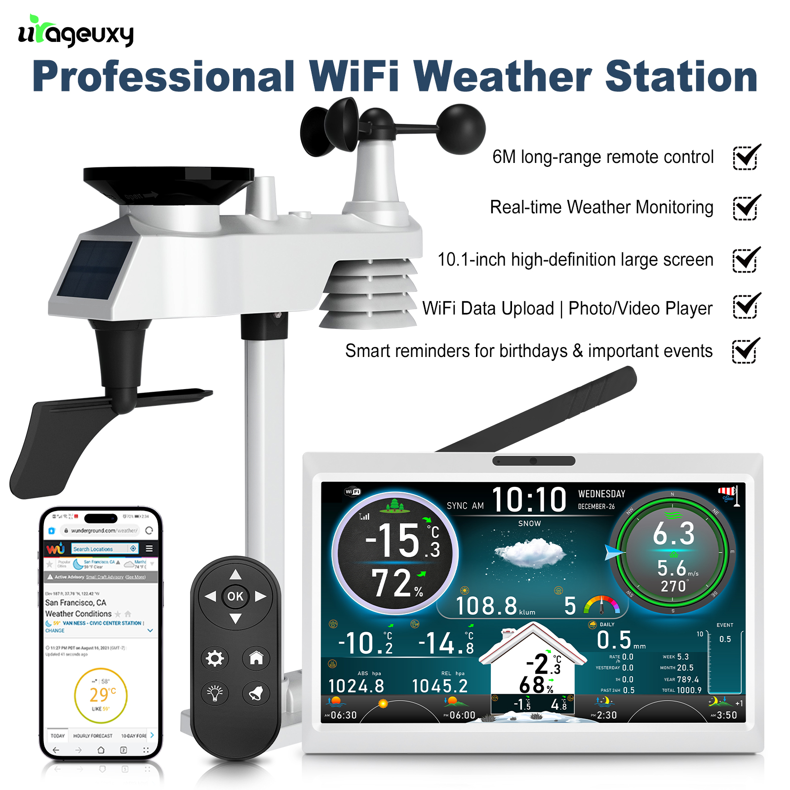 Rain Gauge Digital - 10.1 Inch HD TFT Display WiFi
