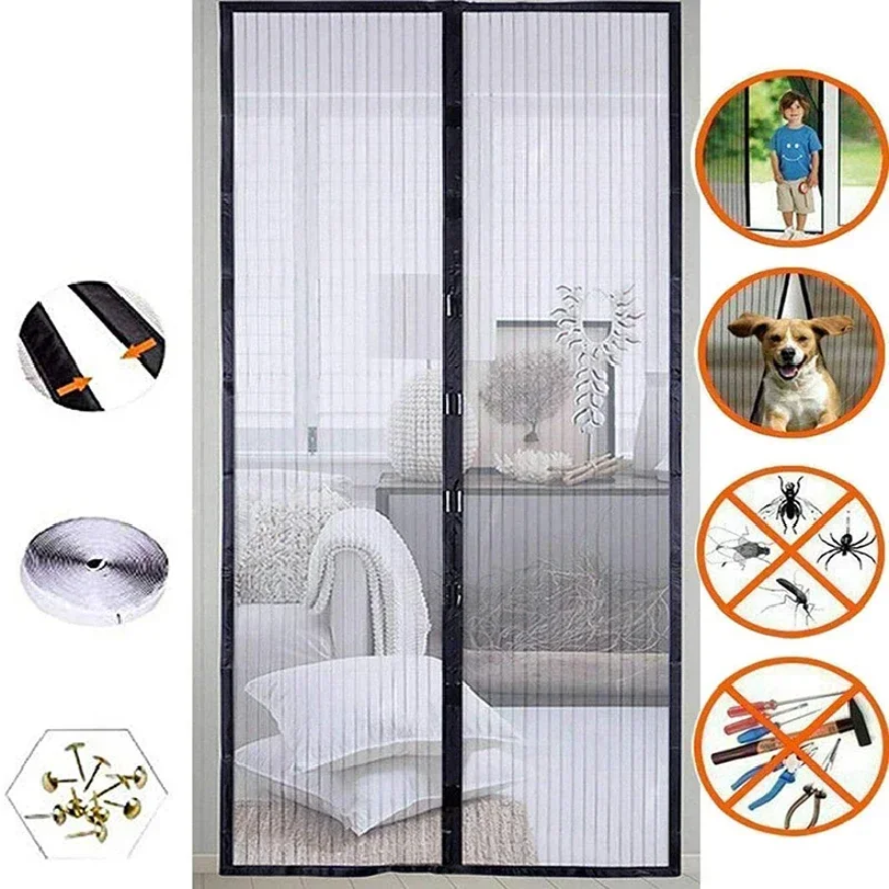 Smart Garden Gate Lock - Magnetic Mosquito Net Door 80/90/100 Cms