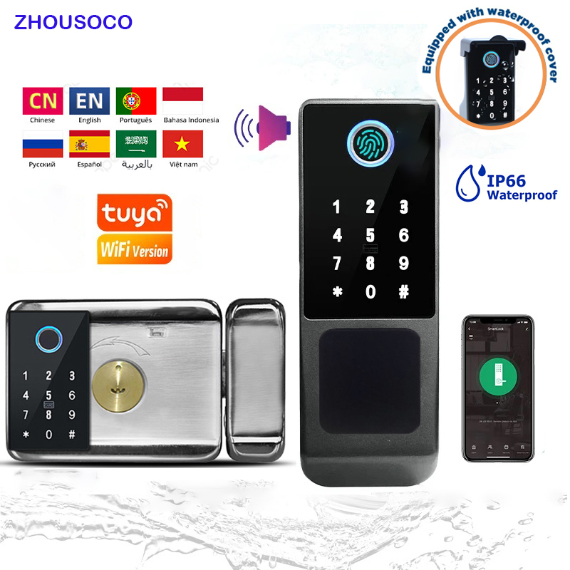 Smart Garden Gate Lock - IP66 Waterproof Tuya Wifi Fingerprint Smart