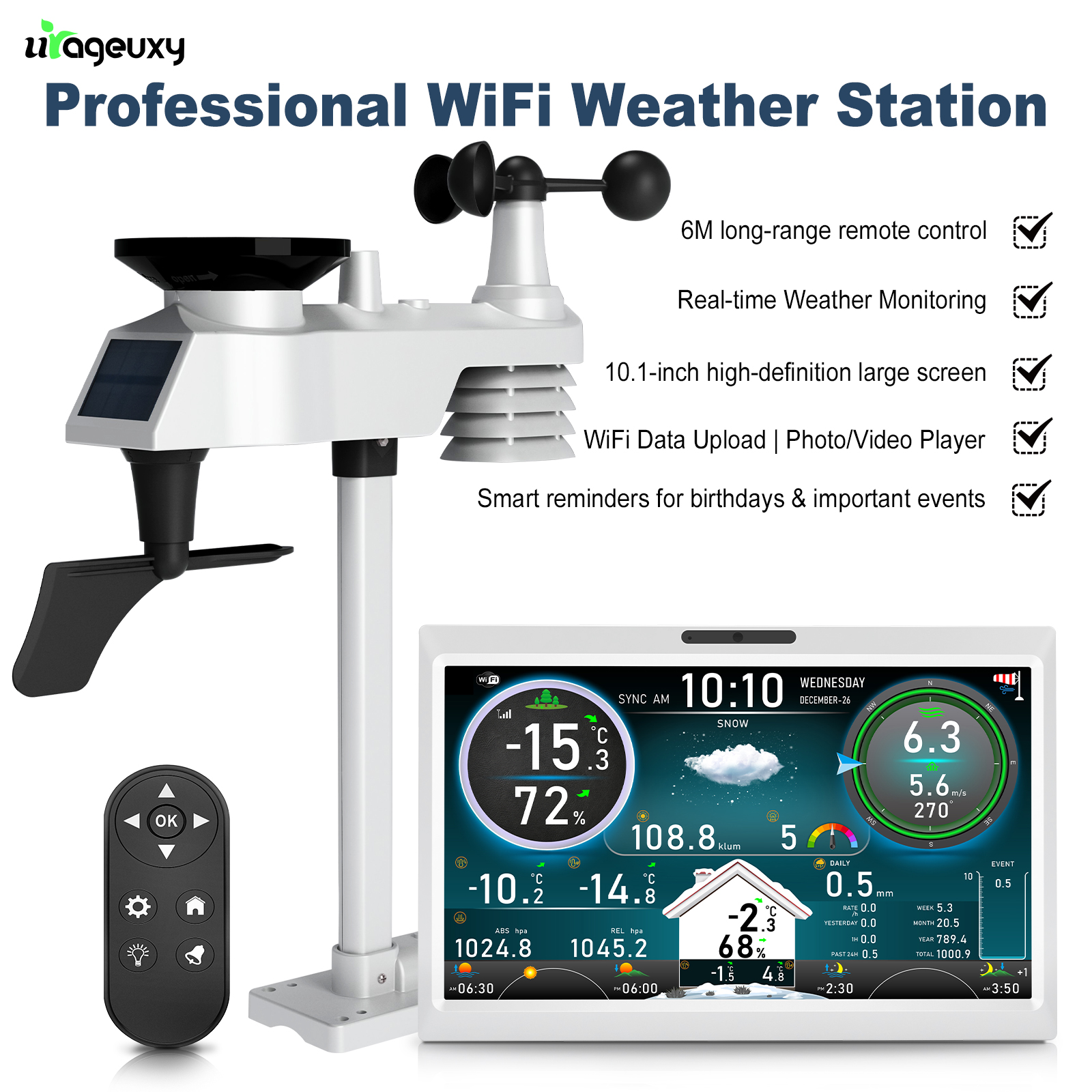 Rain Gauge Digital - 10.1 Inch HD TFT Display WiFi