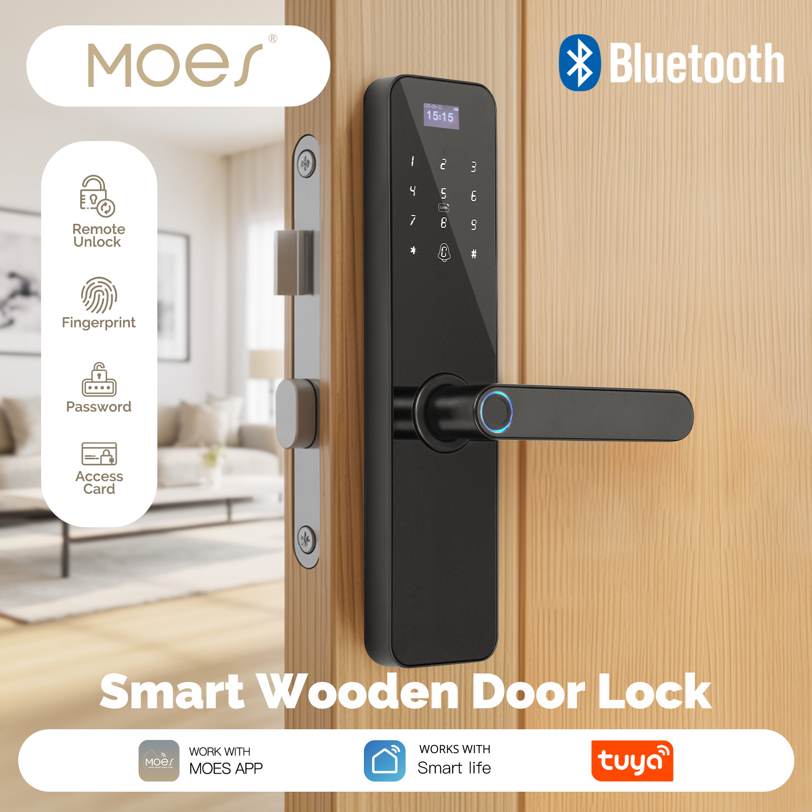 MOES Bluetooth Smart Wooden Do - Smart Garden Gate Lock recensione e prezzo