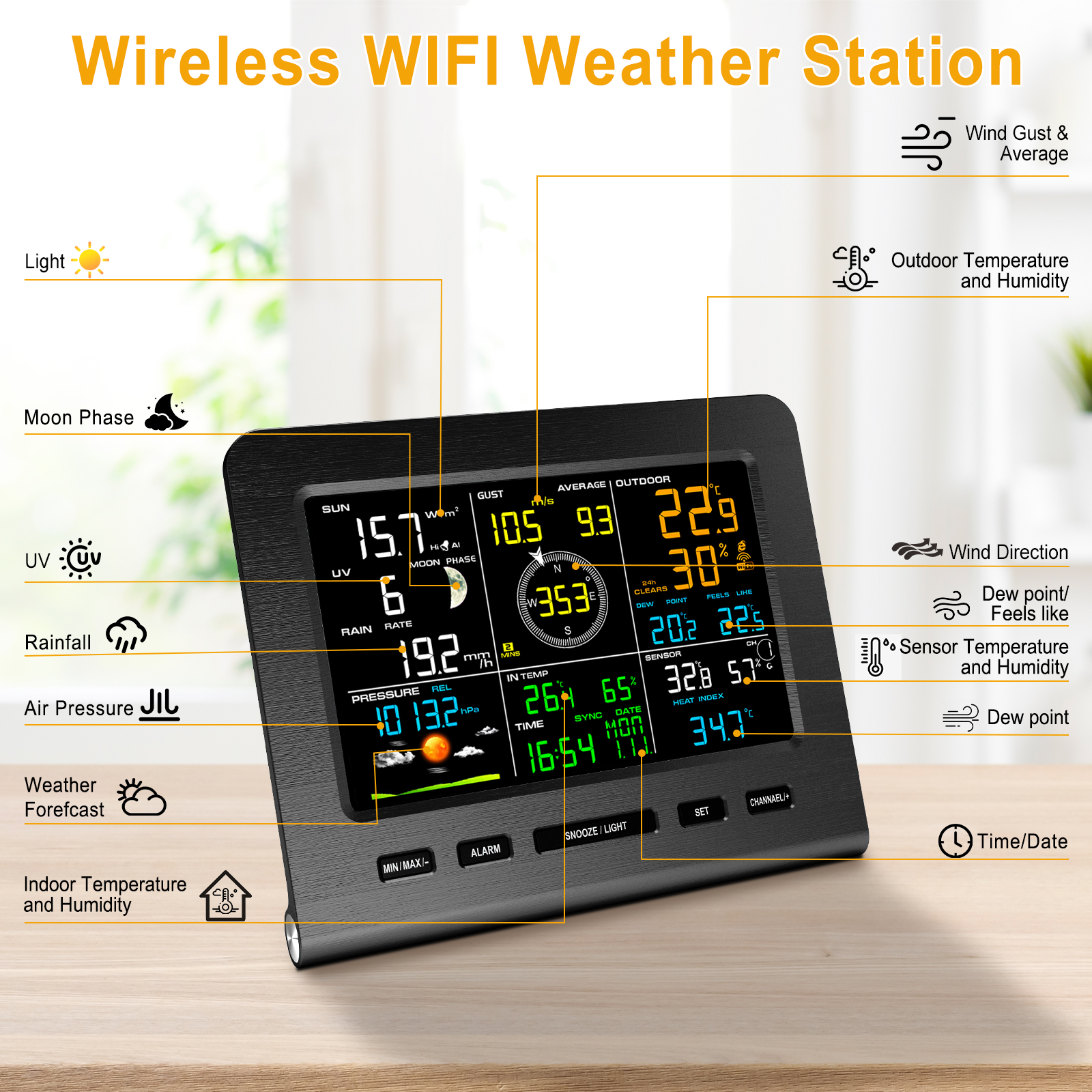 8-in-1 WiFi Weather Station wi - Rain Gauge Digital recensione e prezzo