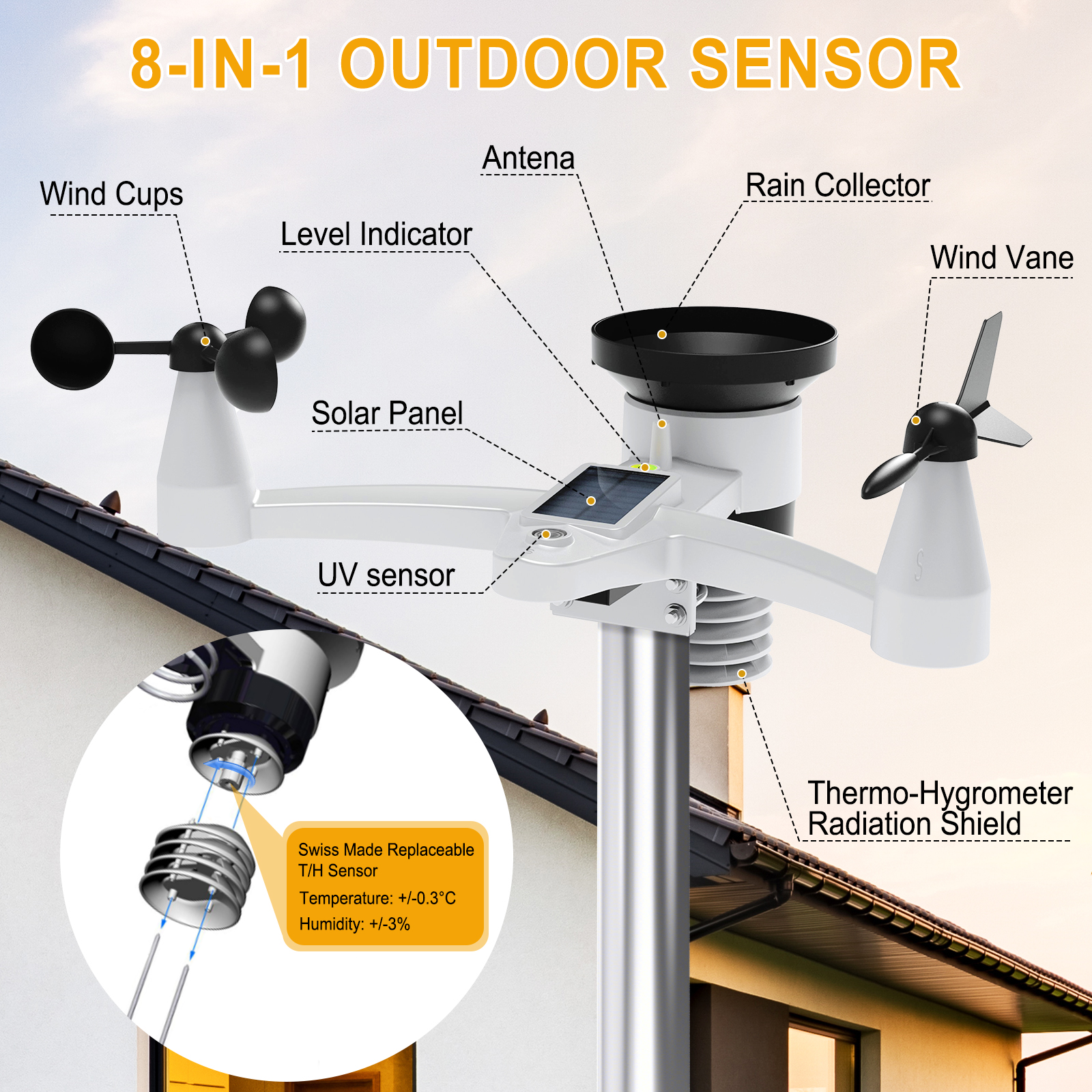 8-in-1 WiFi Weather Station wi - Rain Gauge Digital recensione e prezzo