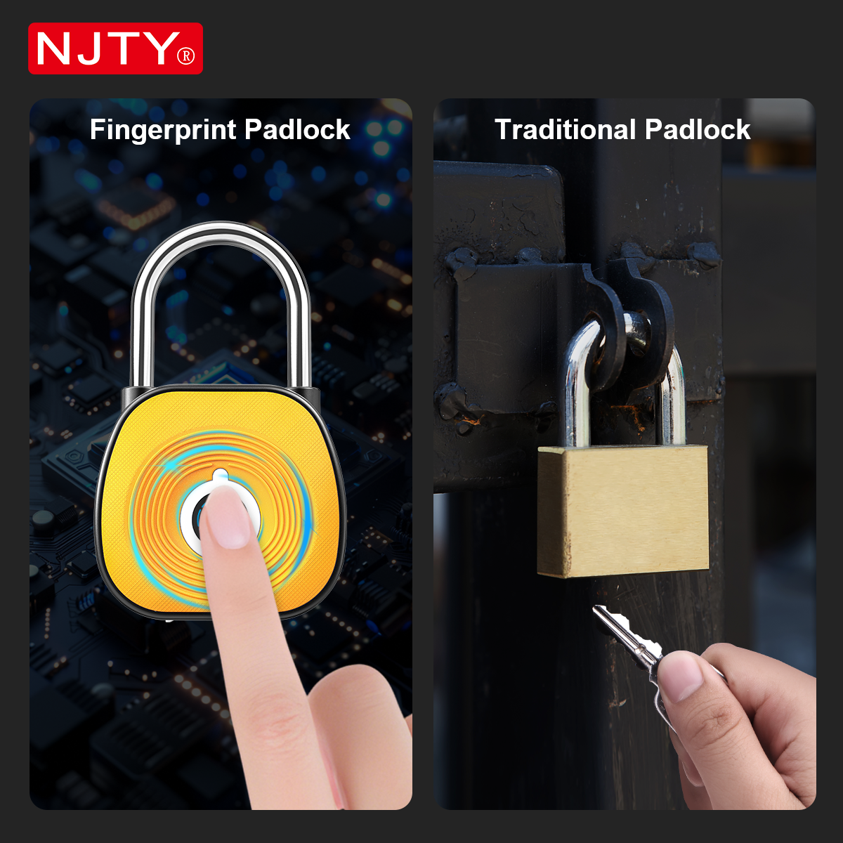 NJTY Fingerprint Padlock Digit - Smart Garden Gate Lock recensione e prezzo