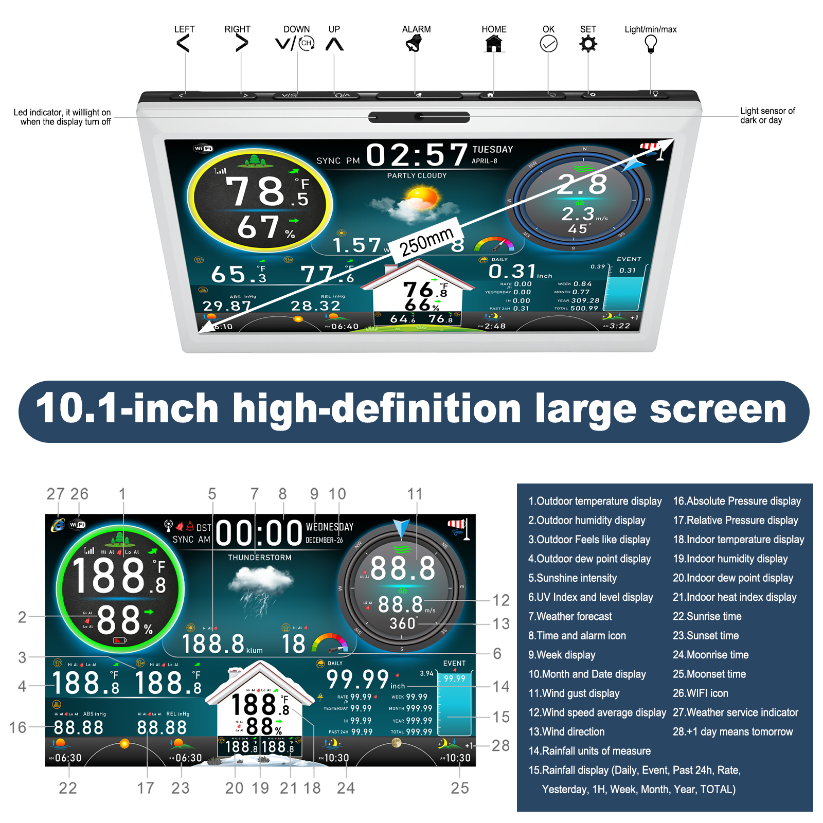 10.1 Inch HD TFT Display WiFi  - Rain Gauge Digital recensione e prezzo